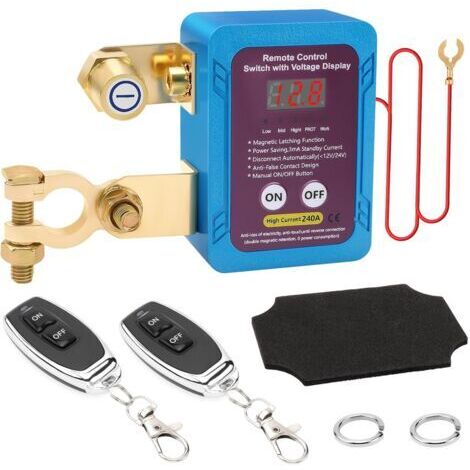 Not-Aus-Schalter mit Fernbedienung, 12V 240A Batterietrennschalter, automatischer Not-Aus-Schalter mit LED-Spannungsanzeige für Pkw und Lkw
