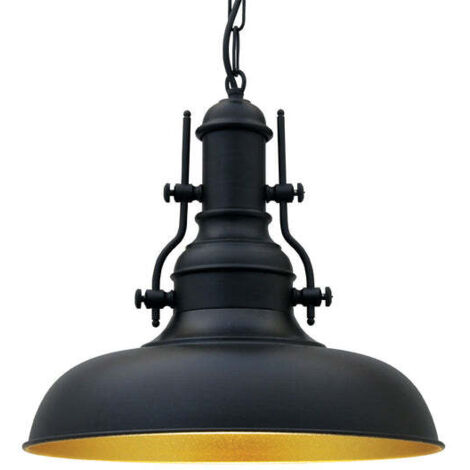 Nota Industrielle Pendelleuchte aus Handbemaltem Schwarz – Vintage-Kronleuchter E27 Ø31 cm für Wohnzimmer, Schlafzimmer oder Esszimmer