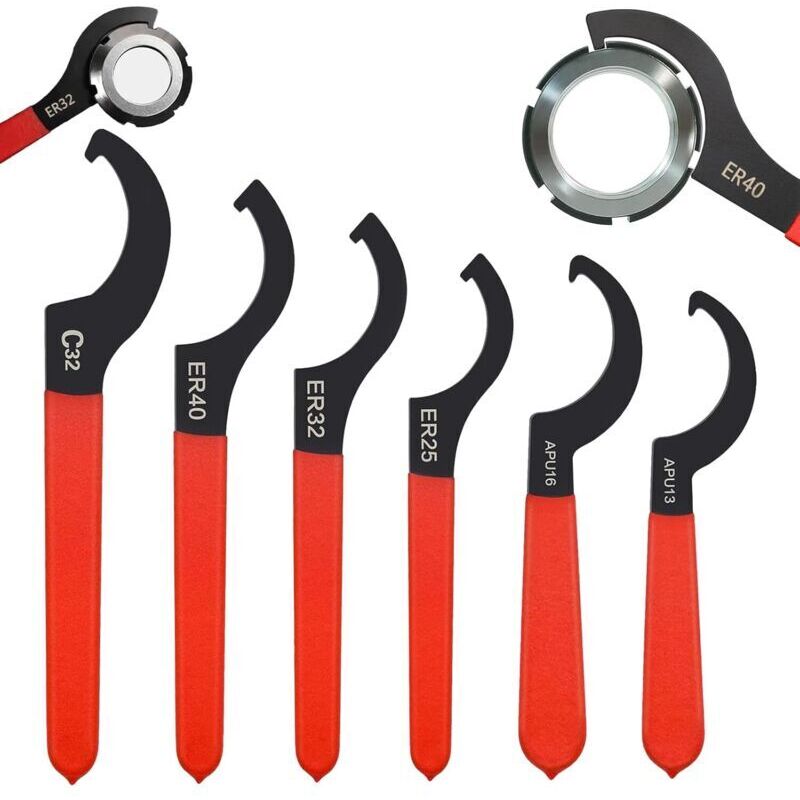 Notched Pin Wrench, 6-Piece Universal C-Shaped Hook Wrench Set, C-Shaped Wrench, Adjustable Wrench Kit, Wrench Set for Shock Absorber Tensioners, for