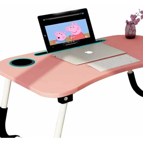 Bett mit Laptop-Tisch Klapptisch Schlafsaal mit kleinem Schreibtisch kleines Wohnheim 60 x 40 cm mit Tassenschlitz Barbieya Notebook-Tisch