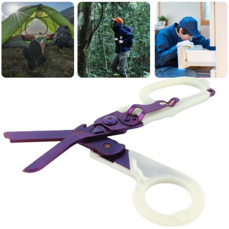 Notfall-Klapp-Drahtschneider mit Eisbrecher und violettem Leuchtgriff