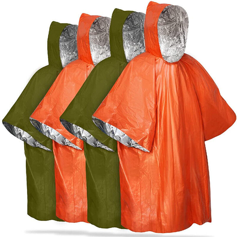 Image of Notfall-Regenponchos mit Kapuze, Notfall-Thermodecken, Mylar-Thermoponchos, wetterfest