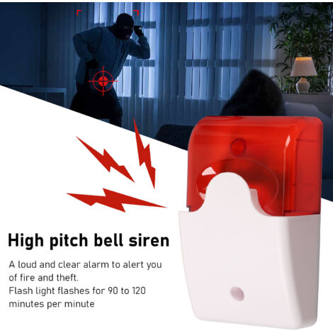 Notfallalarm mit akustischer und optischer Sirene, LED-Kuppeluhr, Lichtfalle, Simon Electronics 5,1-Zoll-Blitzlicht