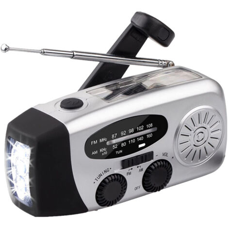 KKMOON Notfallradio, Handkurbel, Solar-Wetterradio, 1200 mAh, AM/FM, Notfall-Wetterradio, tragbare Powerbank mit Solar-Aufladung & Handkurbel & batteriebetriebener LED-Taschenlampe, Zellenladegerät, Leselamp
