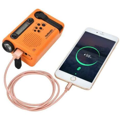 Notfallradio, tragbares Solar-Kurbelwetter-/AM/FM-Radio mit SOS-Alarm, batteriebetrieben, integrierte 2500-mAh-Powerbank, Taschenlampe und Leselicht für Camping,