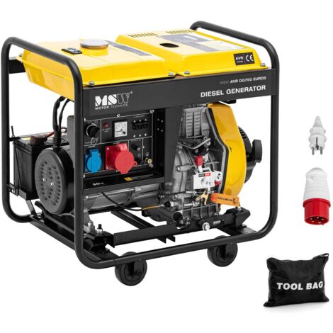 Notstromaggregat Diesel Stromerzeuger 5000 W 12,5 L 230/400 V mobil 3-phasig - Negro, Rojo
