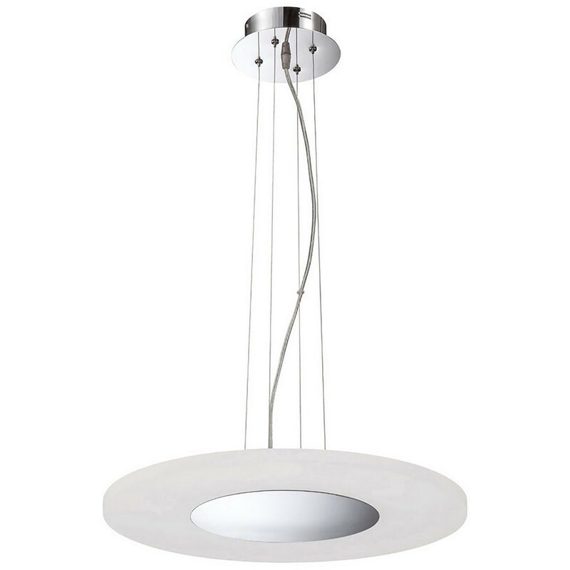 Inspired Mantra Notte Colgante LED redondo de 28 W 3000 K, 1800 lm, cromo pulido/acrílico esmerilado, 3 años de garantía