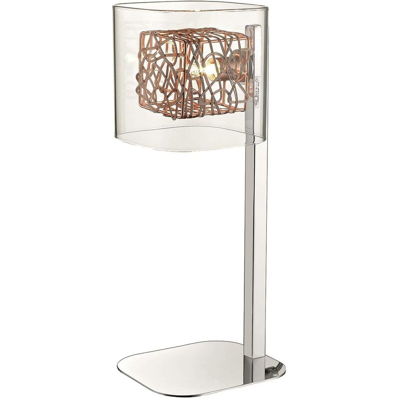 Spring Lighting - 1 Light Table Lamp Mesh Chrome, Copper and Glass, G9