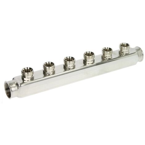 Nourrice de distribution individuelle 6 circuits 1’’ FF x 3/4'' eurocône