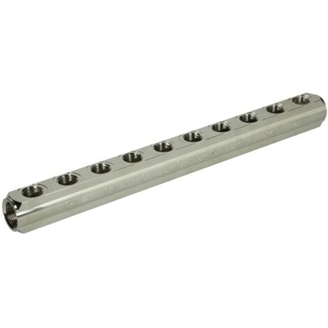 Nourrice laiton 10 entrées avec raccord en 3/4''