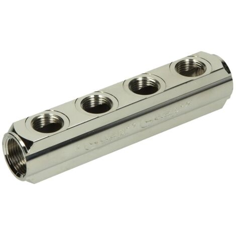 Nourrice laiton 4 entrées avec raccord en 3/4''