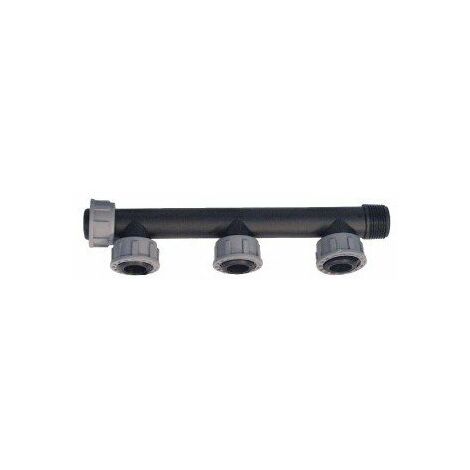 Nourrice polypropylène à écrous tournants 3 sorties – Compatible électrovannes standards – Installation pour arrosage automatique – Rain