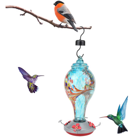 Nourrisseur à colibris, nourrisseur pour oiseaux, nourrisseur en verre coloré T2