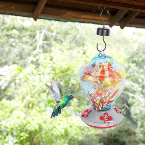 Nourrisseur pour colibris, nourrisseur pour oiseaux, nourrisseur en verre coloré