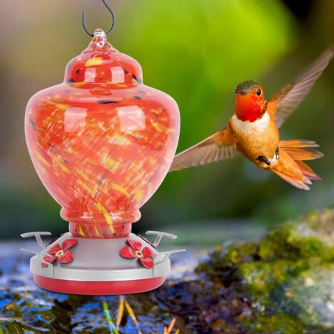 Nourrisseur pour colibris, nourrisseur pour oiseaux, nourrisseur en verre coloré A