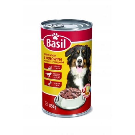 Nourriture humide au basilic 1250g au bœuf pour chiens 1 pc.