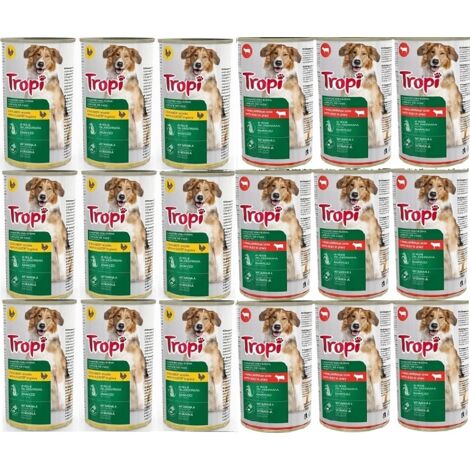 Nourriture humide Tropi 1250g MÉLANGE DE SAVEURS pour chiens 18 pcs.