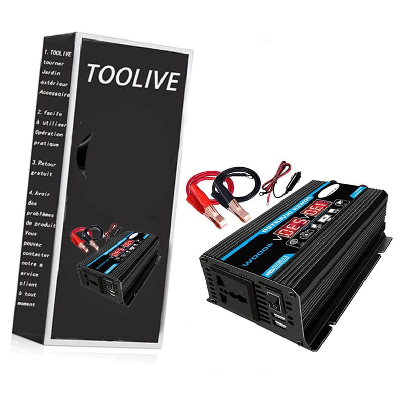 Deckon - Convertisseur 12V 220V Pur Sinus 4000W Onduleur à Onde Sinusoïdale Pure Transformateur avec Télécommande & Double ac Prises de Courant pour