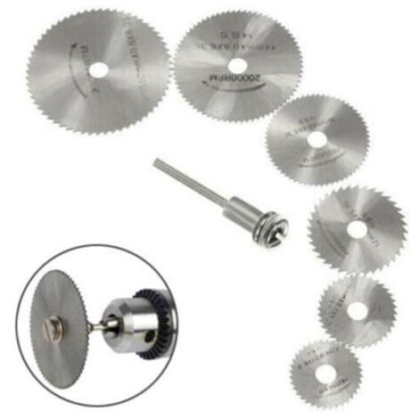 Nouveau 7pc HSS lames de scie outil rotatif, Circulaire en bois de coupe lame de scie Disques pour Dremel Outil rotatif Mandrin avec tige d'extension 1/8"(3.175mm)