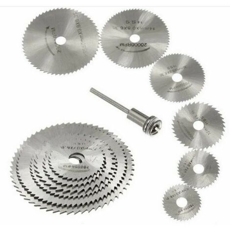 Nouveau 7pc HSS lames de scie outil rotatif, Circulaire en bois de coupe lame de scie Disques pour Dremel Outil rotatif Mandrin avec tige d'extension 1/8quot(3.175mm)