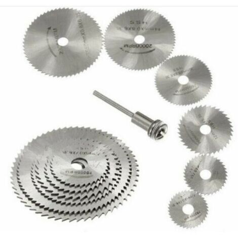 Nouveau 7pc HSS lames de scie outil rotatif, Circulaire en bois de coupe lame de scie Disques pour Dremel Outil rotatif Mandrin avec tige d'extension 1/8quot(3.175mm)