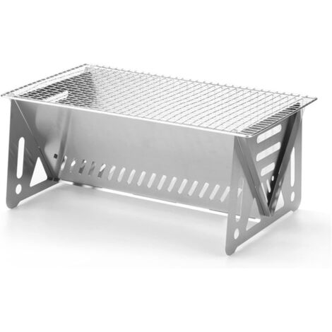 Nouveau barbecue pliable en acier inoxydable - Barbecue à charbon pour grillades, usage domestique et extérieur, modèle portable - Barbecue pliable grand format (avec grille)