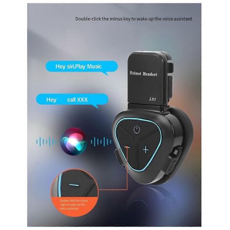 Nouveau casque de moto LX1 avec système Bluetooth intégré (noir)