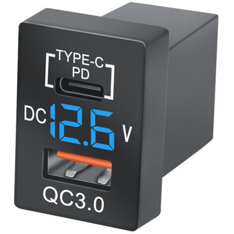 Nouveau Chargeur QC3.0 USB Chargeur de Voiture Prise PD Chargeur Type-C avec VoltmèTre NuméRique Bleu LED pour Nouvelle Charge Rapide
