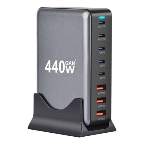 Nouveau Chargeur Rapide Gan Fast Charge 3.0 USB Type C 440 W Chargeur Mobile 8 PD Chargeur Pratique à Transporter Chargeur de Tablette PRISE UE