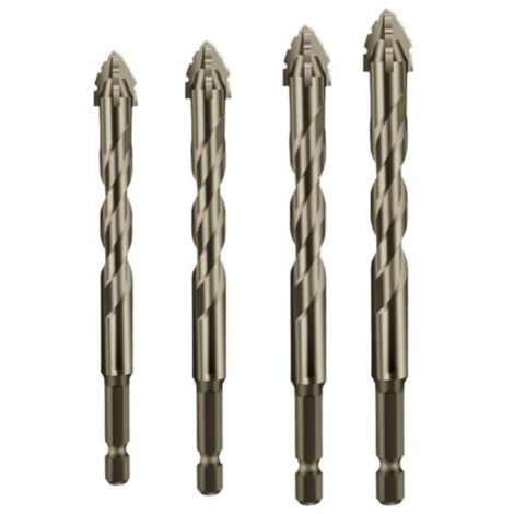 Nouveau foret excentrique à quatre cannelures en dents de scie, foret de conception à revêtement en titane,jeu de forets de plusieurs tailles pour le bois et le métal (6/8/10/12mm)