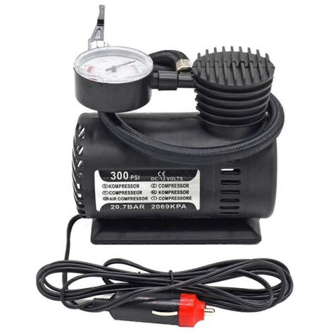 Nouveau gonfleur de pneu portable mini 300psi 12V pour voiture, pompe électrique compacte d'urgence pour besoin de dépannage auto.