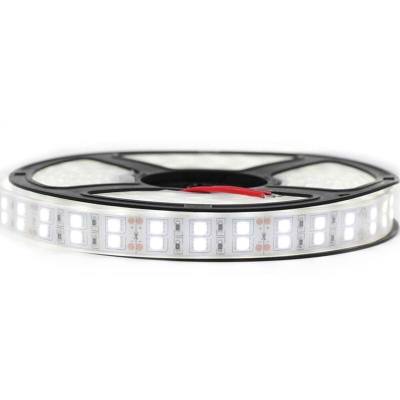 Ruban Professionnel 5050 - 120 leds/m - 5 mètres Blanc froid étanche (IP67) Longueur: 5 mètres - Transformateur: Alimentation inclus