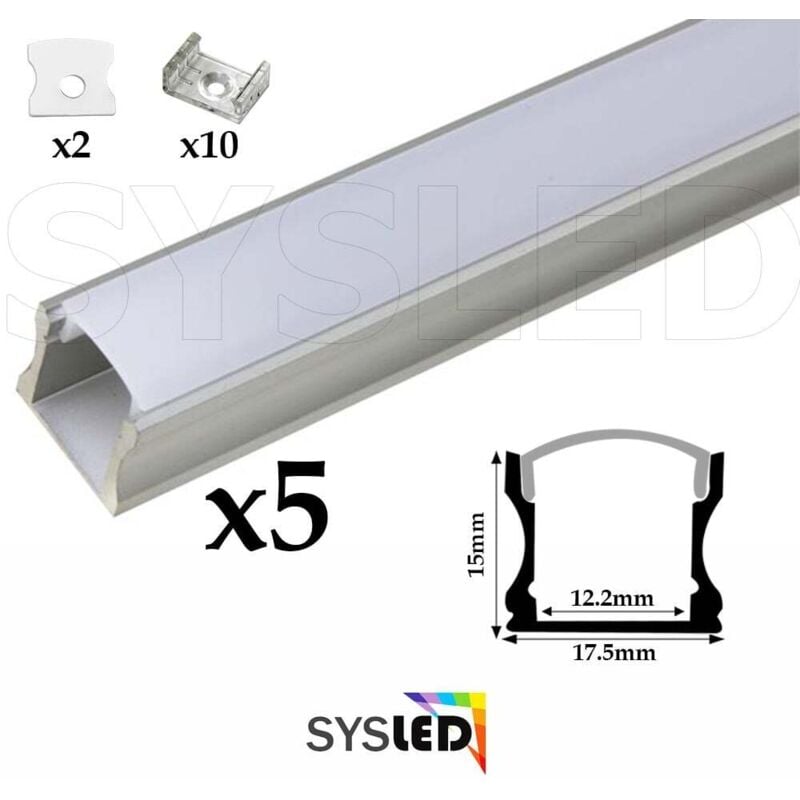 Ruban led 3014 - 244 leds/m - 5 mètres Blanc chaud intérieur (IP20) Alim 15A: Inclus - Profilé: encastrable(5 x 1 mètre)LE79