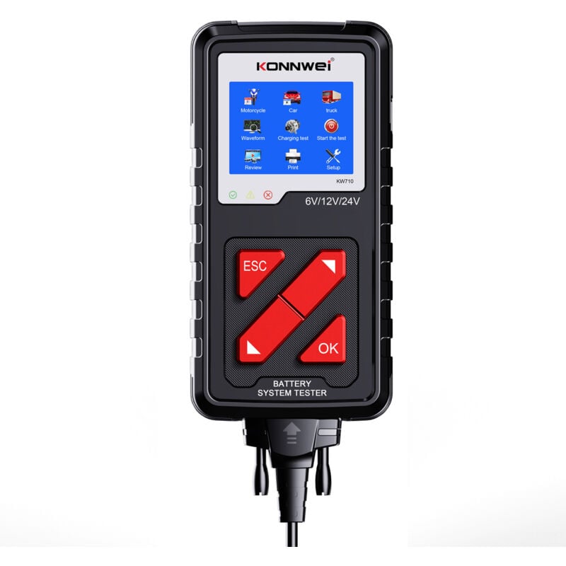 Nouveau KW710, 6V-24V, testeur de batterie pour voitures, camions, motos, yachts, tondeuses à gazon, etc.