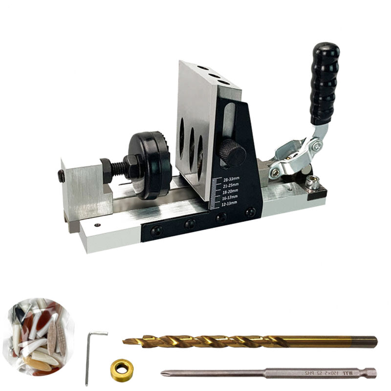 Sunxury - Nouveau localisateur de trous obliques pour le travail du bois de deuxième génération, fixation de poche pour foret (noir exquis de