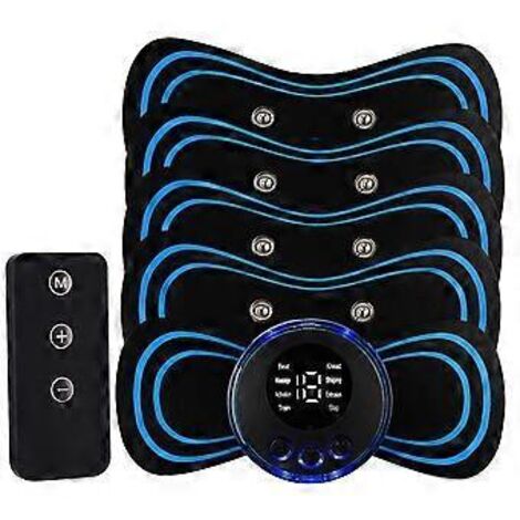 Nouveau - Mini masseur cervical électrique adhésif EMS pour soulager les douleurs cervicales et dorsales, portable (1 appareil, 1 télécommande, 5 patchs adhésifs) - AquaForge