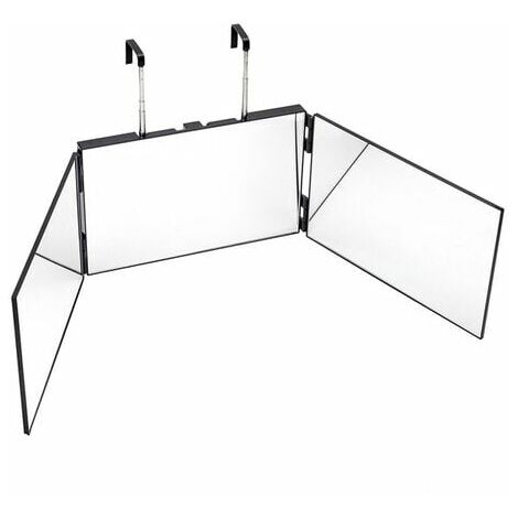 Nouveau miroir de maquillage 360 ​​degrés pliant salle de bain vue arrière triple hauteur réglable coiffure rasage cosmétique outil, noir sans led