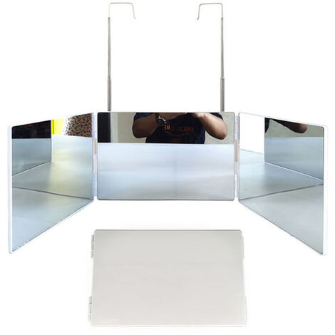 Nouveau miroir suspendu à 3 voies, Angle de vision de 360 degrés, pour s&39entraîner à la coupe de cheveux et à la coiffure, outil de bricolage, blanc,Australie,White