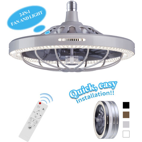 Nouveau modèle 2025 de ventilateur à socle avec télécommande, ventilateur suspendu de 13 pouces, 3 couleurs disponibles (3000K-6500K), 3 vitesses, ventilateur silencieux, gris A.