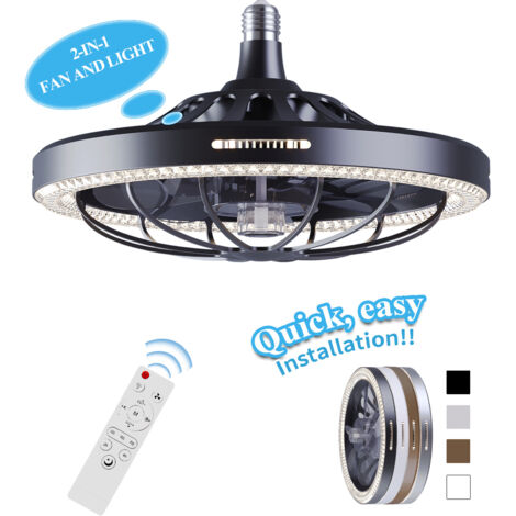Nouveau modèle 2025 de ventilateur à socle avec télécommande, ventilateur suspendu de 13 pouces, 3 couleurs disponibles (3000K-6500K), 3 vitesses, ventilateur silencieux, noir A.