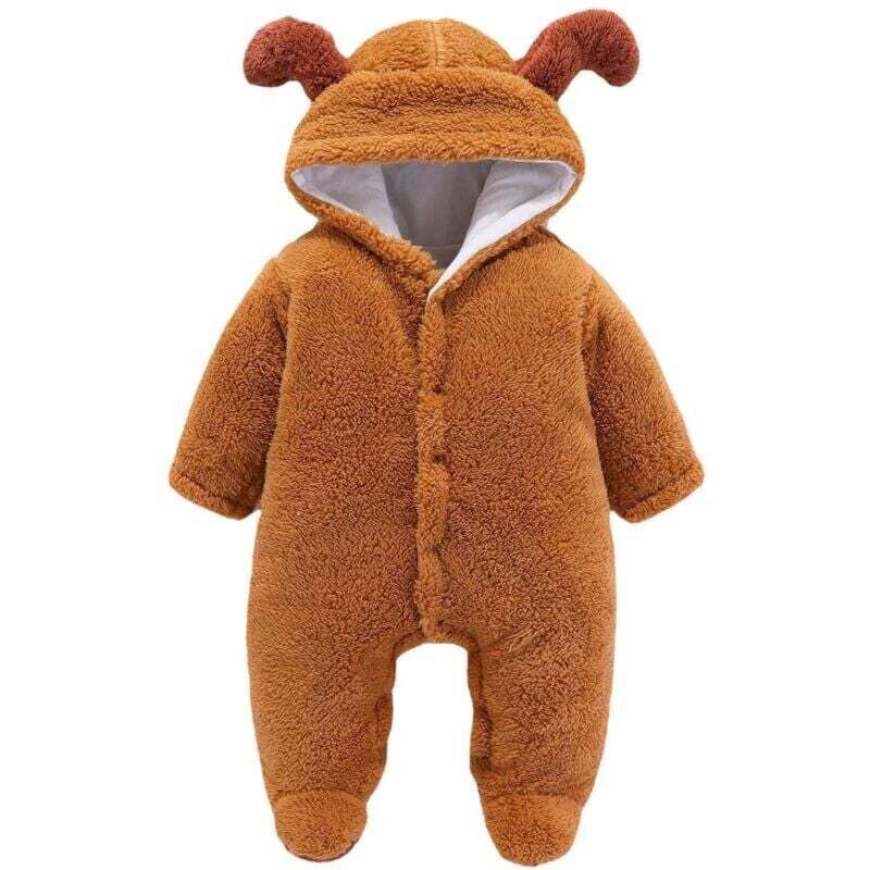 Nouveau-né bébé hiver filles garçons vêtements chaud animal ours oreilles salopette barboteuses combinaison à capuche