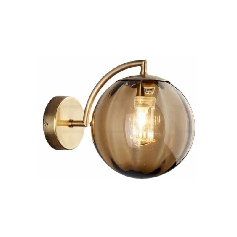 Nouveau Nordic Modern Applique Murale Ø15CM Boule De Verre Ambre Applique Applique Luminaire Support En Métal Applique (Ambre)