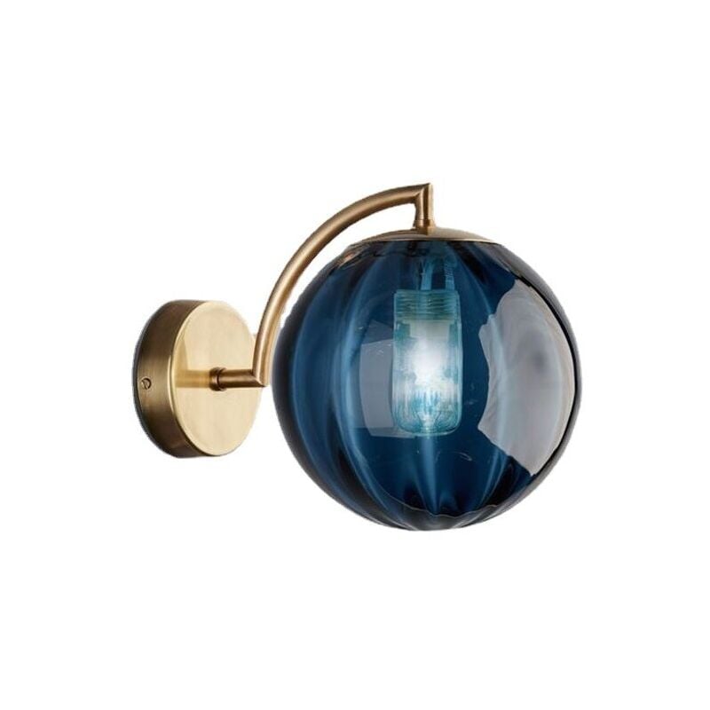 Nouveau Nordic Modern Applique Murale Ø15CM Boule De Verre Bleu Applique Applique Luminaire Support En Métal Applique (Bleu)