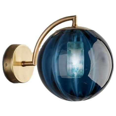 Nouveau Nordic Modern Applique Murale Ø15CM Boule De Verre Bleu Applique Applique Luminaire Support En Métal Applique (Bleu)