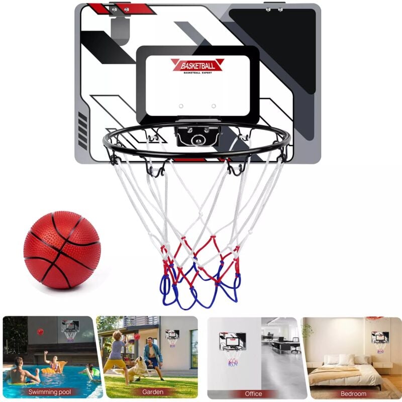 Dayplus - nouveau Panier de basket-ball mural robuste avec filet, ballon et pompe pour enfants