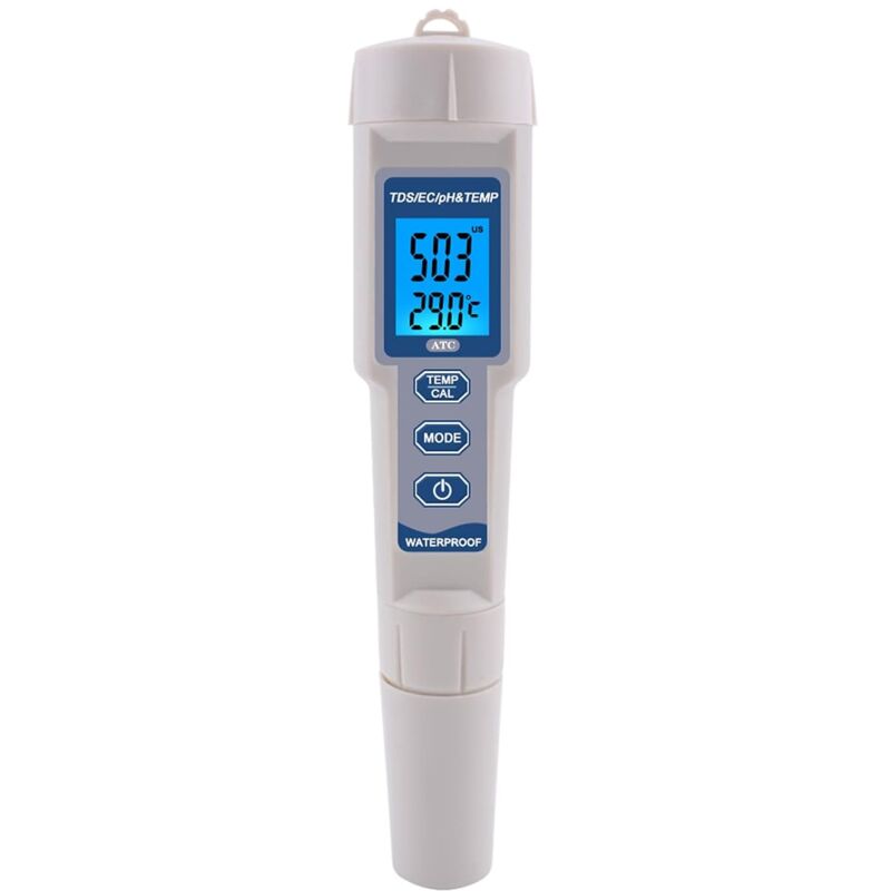 Nouveau ph-mètre TDS étanche de type stylo numérique 4 en 1 PH/TDS/EC/thermomètre Le détecteur numérique de qualité de l'eau convient aux piscines, à