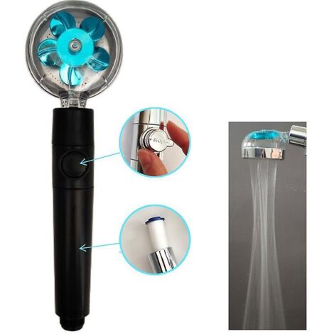 Nouveau pommeau de douche avec hélice turbo rotative à 360°, petit ventilateur, jet haute pression et fonction pluie, pour une utilisation à main. Idea-AquaForge