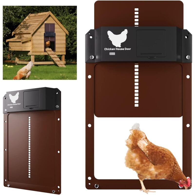 Nouveau Porte Automatique Poulailler, Automatique Etanche avec Capteur de Lumière Porte De Poulailler Automatique à Induction à Pile