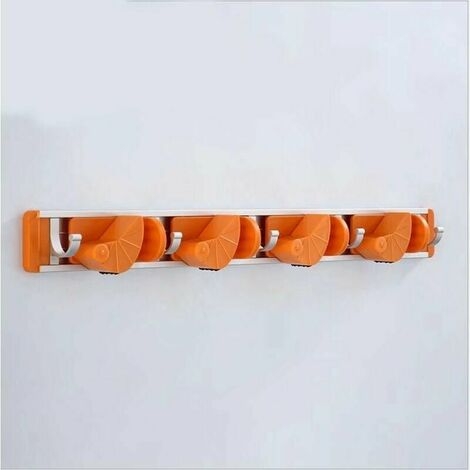 Nouveau Porte balais Mural Multifonctions,Mop Crochet Support de Rangement avec 4 Emplacements Mobile 5 Crochets Mobile, Range Outils Mural Gain d'Espace pour Garage Jardin