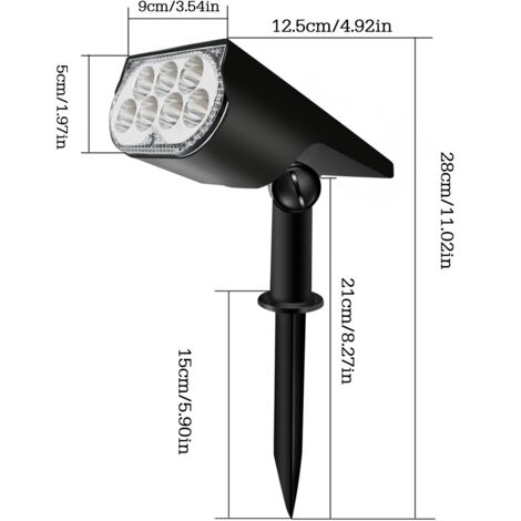 Nouveau Projecteur Solaire LED, 7 Modes Couleur, 120° Réglable, Étanche, Éclairage Extérieur Jardin Arbre